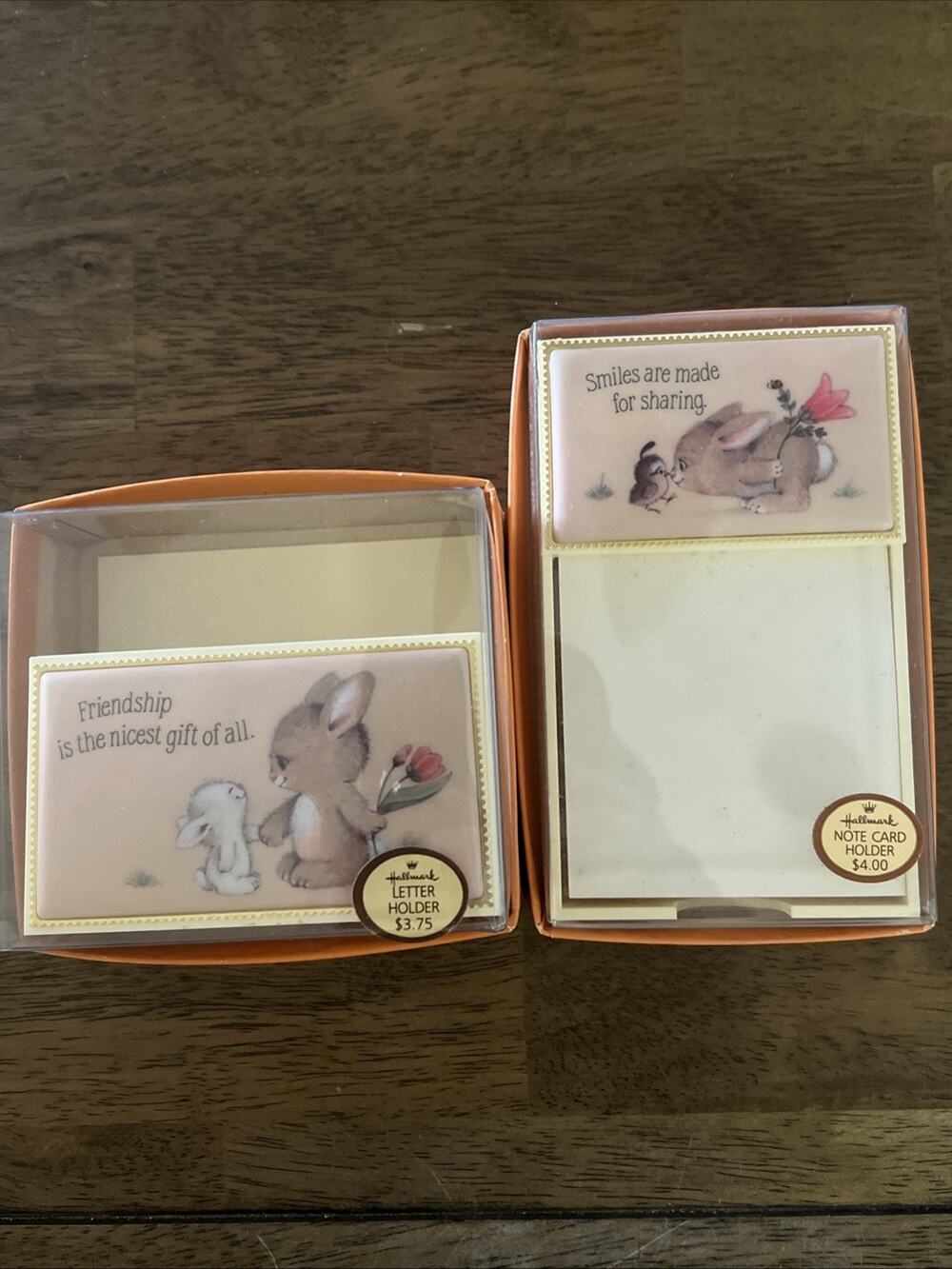 Hallmark Cuddlebunnies Desk Accs Letter Holder & Note Card Holder Set NEW! Vtg